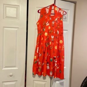 Christmas dress with self tie belt